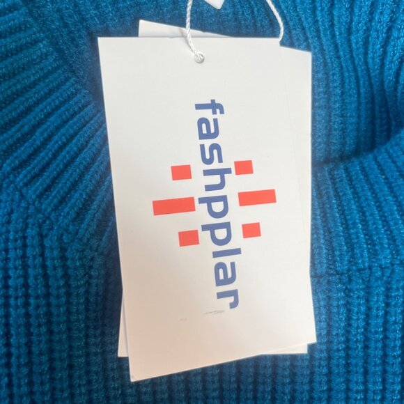 Fashpplar Ribbed Knit Sweater Womens Large Blue New - Picture 9 of 9